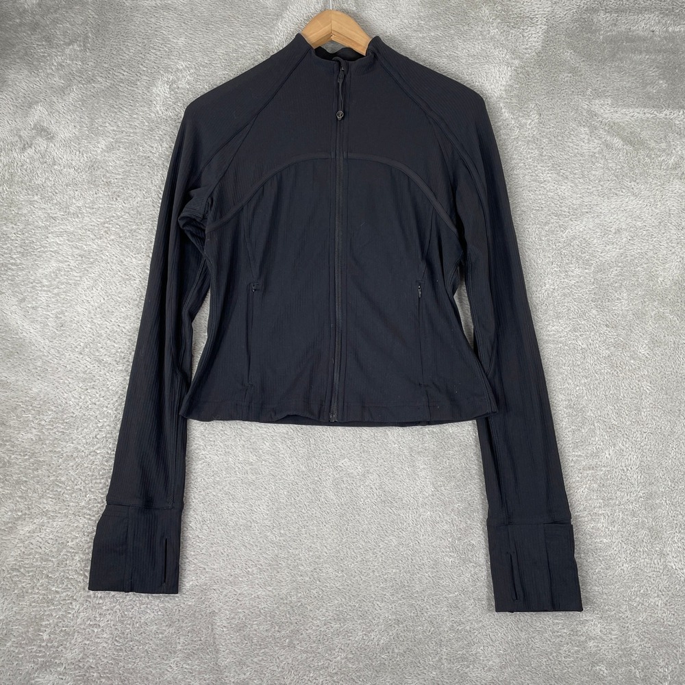 Lululemon Define Jacket Womens 8 Black Ribbed Full Zip Thumbholes Activewear